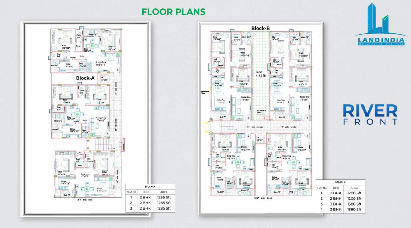  river front Cluster Plan for typical Floor