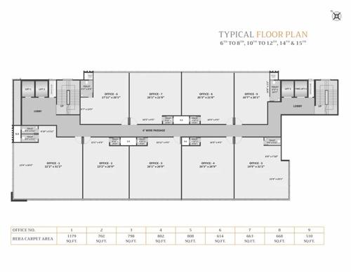  square-building-no-7 Maruti Square Building No 7 Cluster Plan from 6th to 8th, 10th- 12th, 14th To  15th Floor