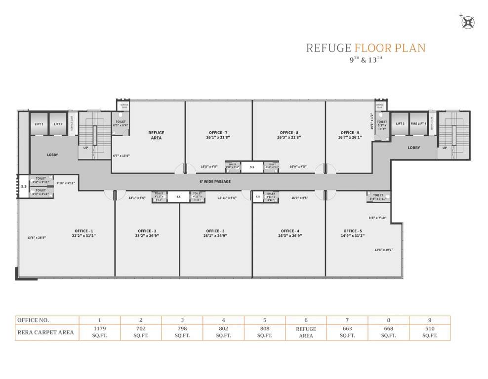  square building no 7 Maruti Square Building No 7 Cluster Plan from 9th And13th Floor