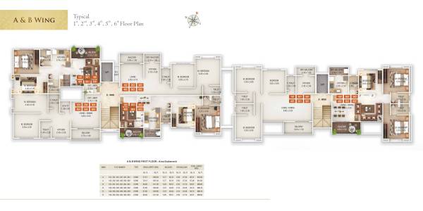  adiraj Wing A & B Cluster Plan for Typical Floor