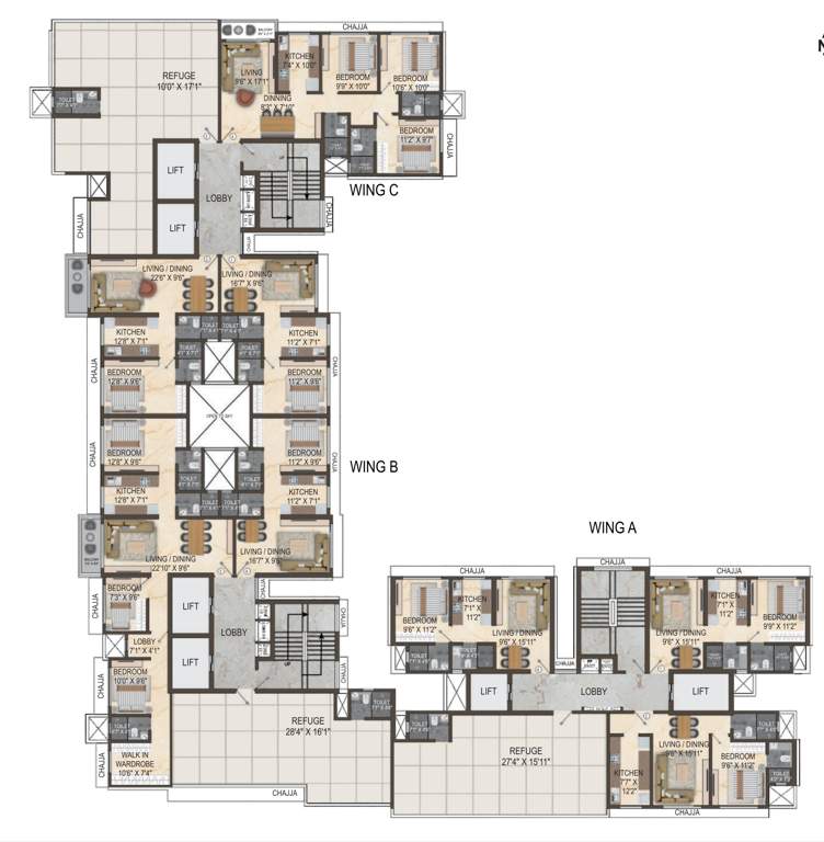  elysium Wing A , B, C Cluster Plan for 15th Floor