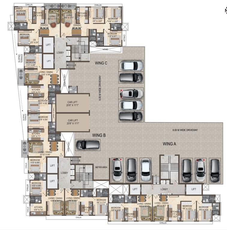  elysium Wing A, B, C Cluster Plan for 1st Floor