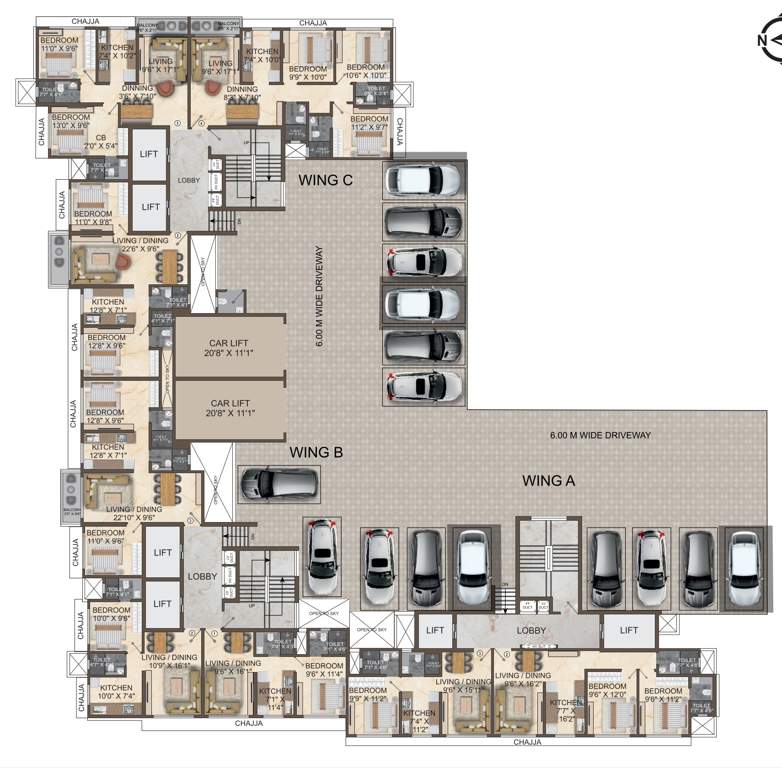 elysium Wing A , B, C Cluster Plan for 7th Floor