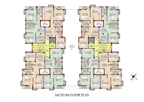  ganga-greens Ganga Greens Cluster Plan from 2nd to 4th Floor