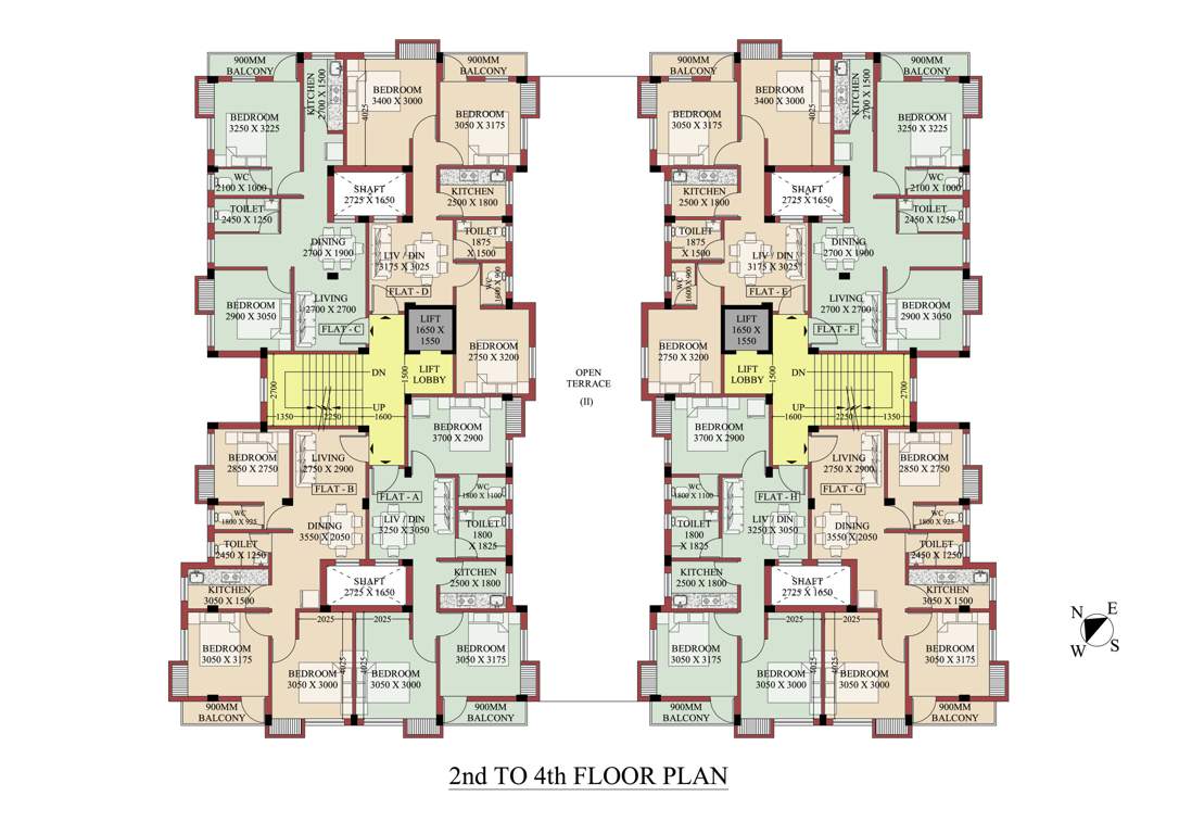  ganga greens Ganga Greens Cluster Plan from 2nd to 4th Floor