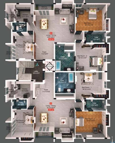  project Block A And B Cluster Plan For 3rd Floor
