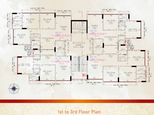  green Green Cluster Plan from 1st to 3rd Floor
