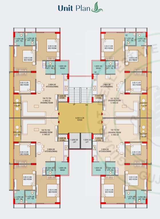 pramukh sanidhya Block A & B Typical Floor Cluster Plan