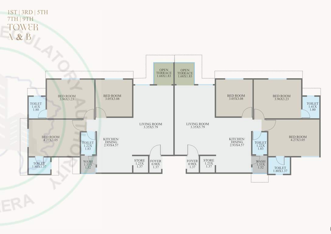 shree siddheshwar holyland Block A And B Cluster Plan for Odd Floor