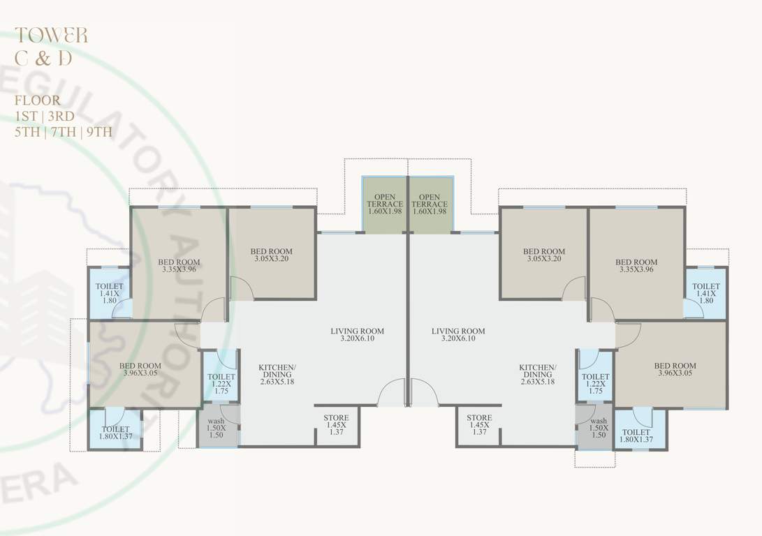 shree siddheshwar holyland Block C And D Cluster Plan for Odd Floor