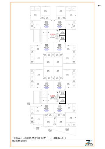  pratham-heights Block A And B Cluster Plan from 1st to 11th Floor
