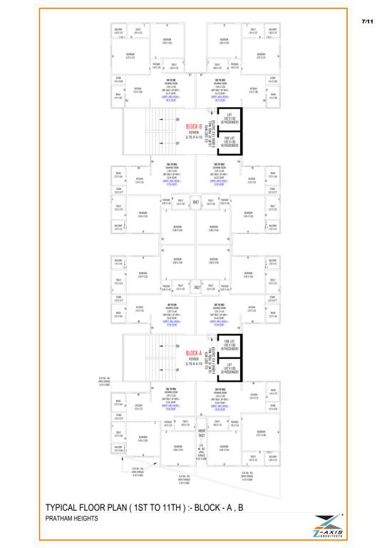  pratham heights Block A And B Cluster Plan from 1st to 11th Floor