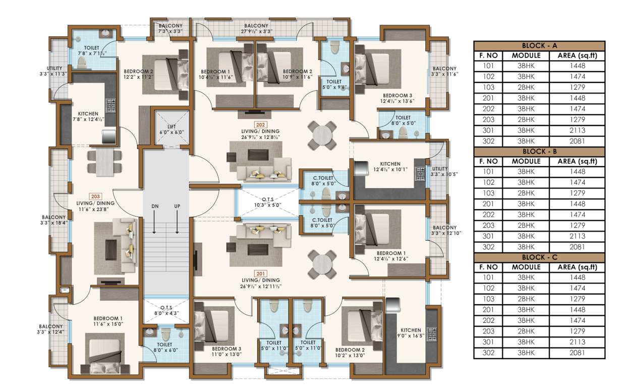  shera flower field Block A To C Cluster Plan for 2nd Floor