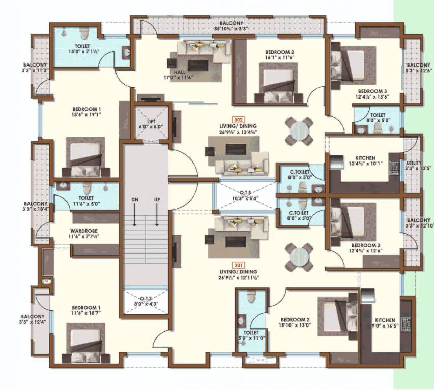  shera flower field Block A To C Cluster Plan for 3rd Floor