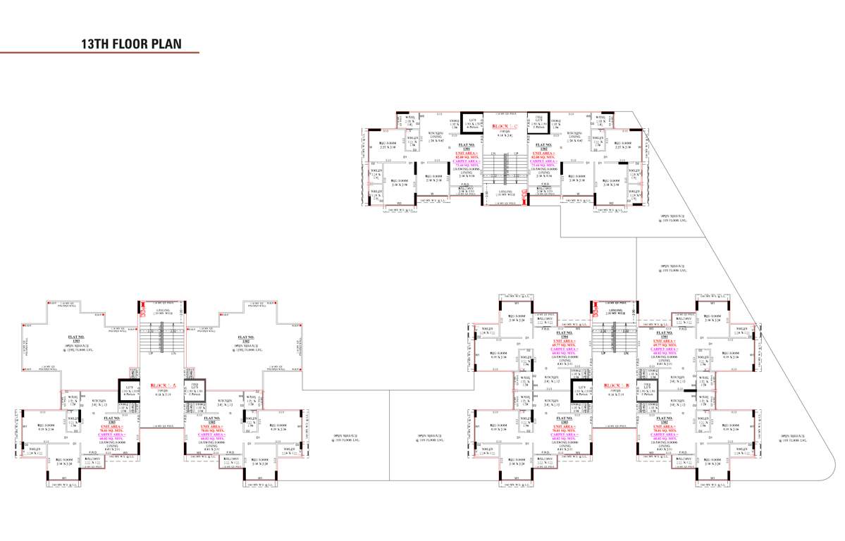  sunrise skyz Block A TO C Cluster Plan for 13th Floor