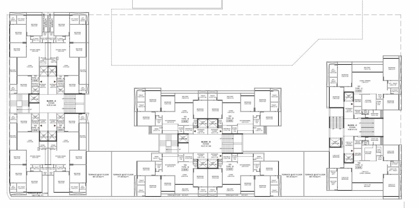 the regal Block A,B,C Cluster Plan For 1st Floor