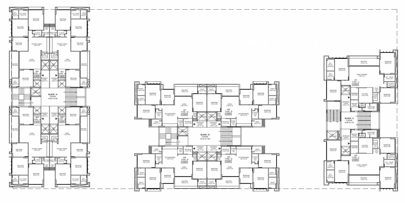 the regal Block A,B,C Cluster Plan For 4th Floor