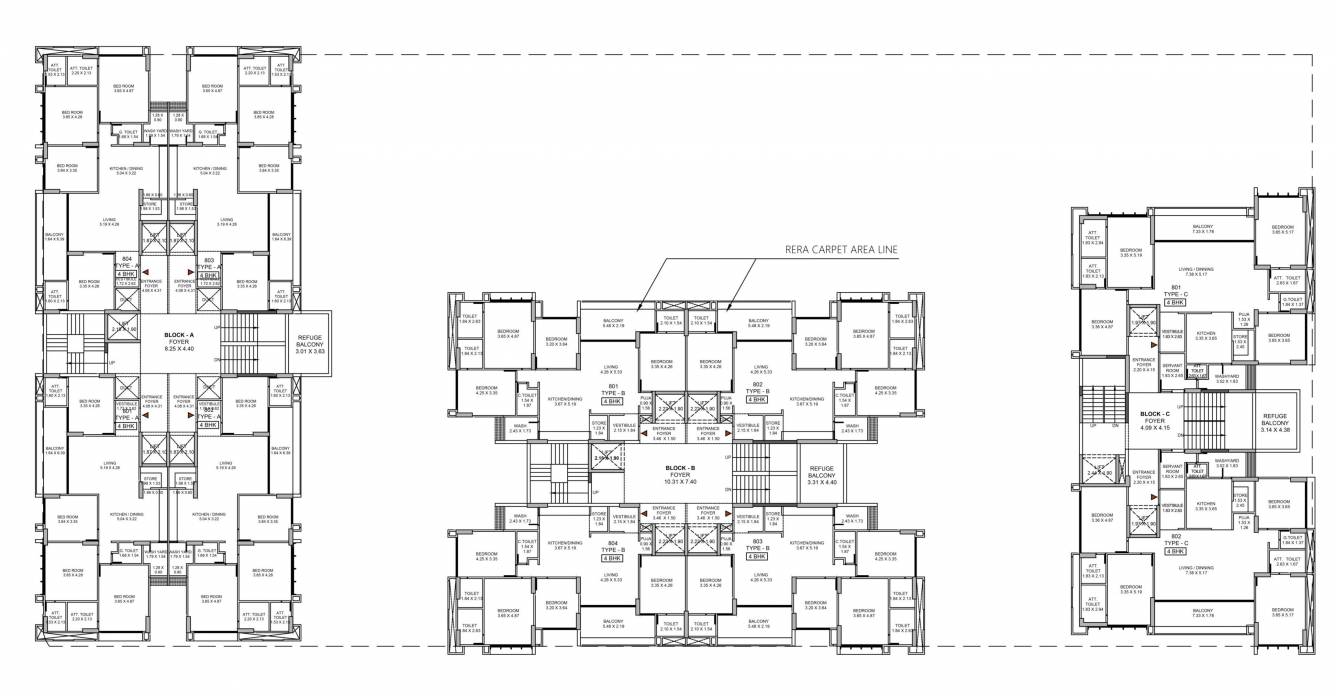 the regal Block ABC Cluster Plan For 8th Floor