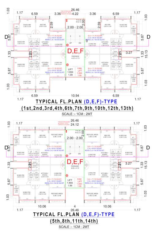  anjani nandan enclave D, E, F Cluster Plan From 1st To 14th Floor