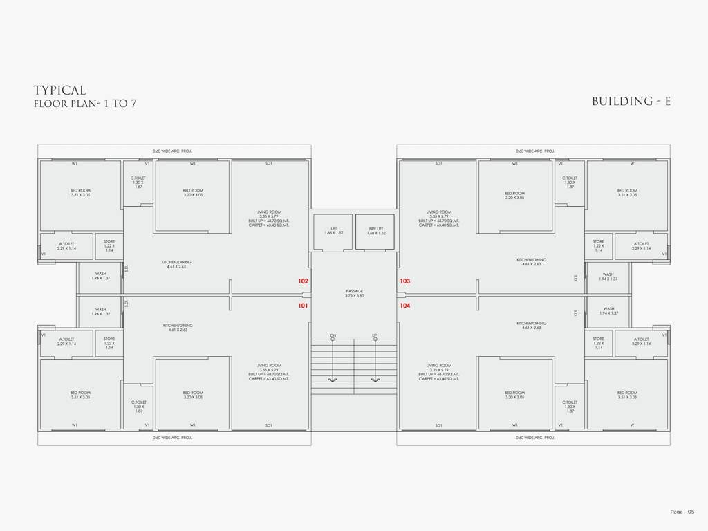  residency Block E Cluster Plan from 1st to 7th Floor