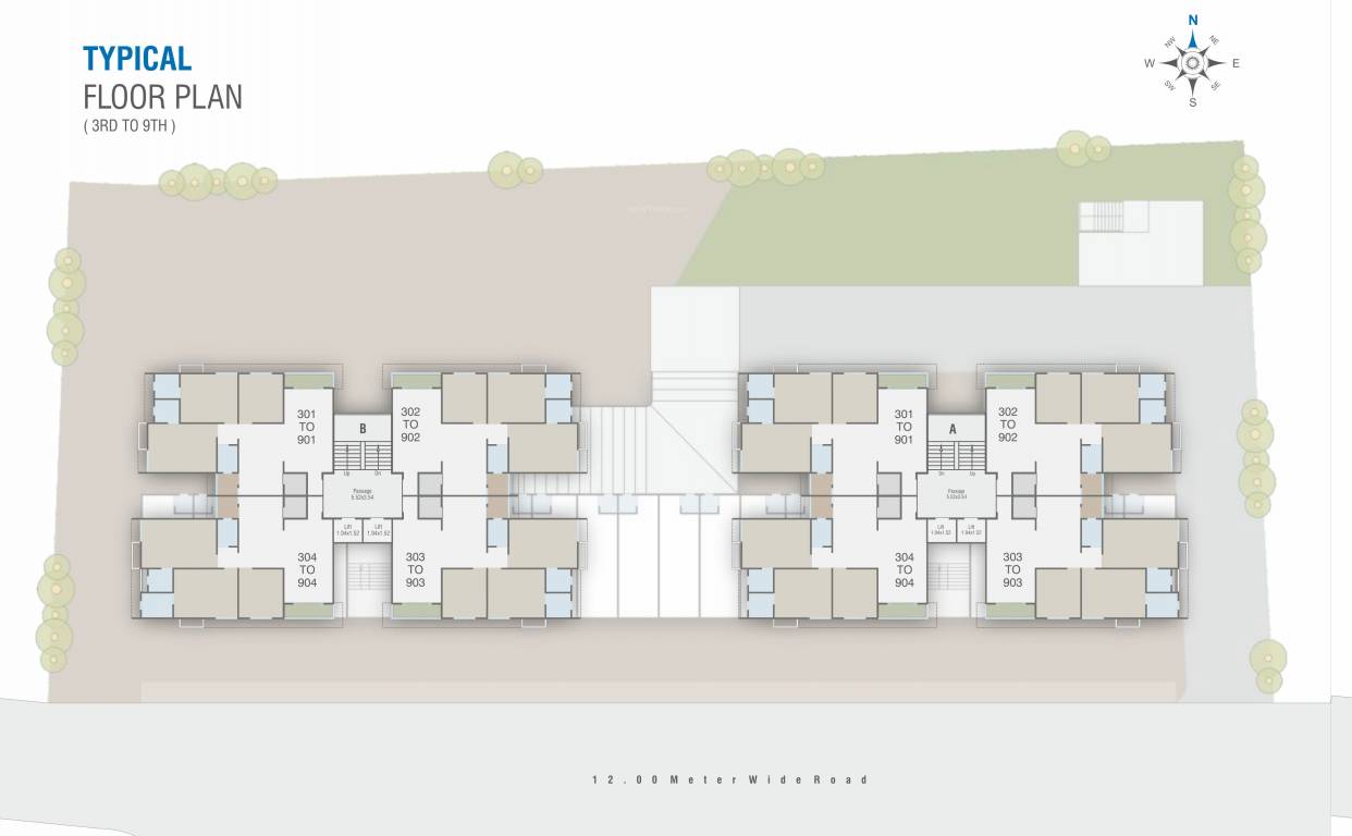  shree siddheshwar highline Block A&B Cluster Plan from 3rd to 9th Floor