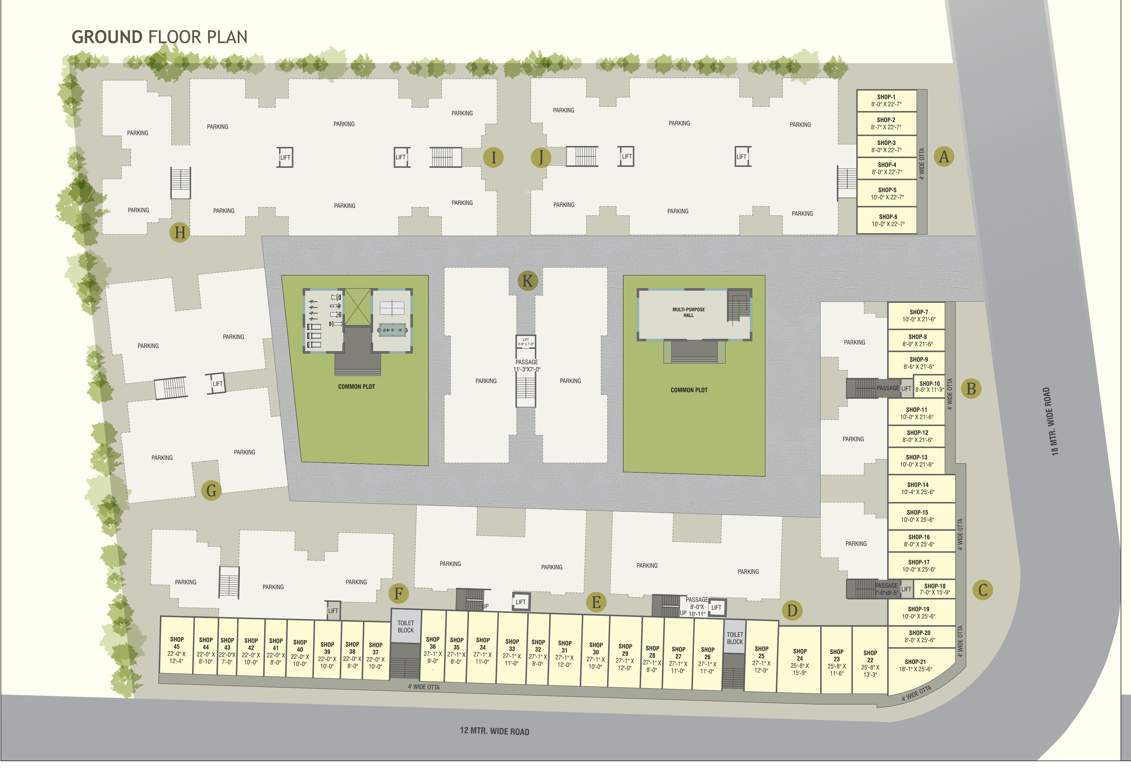 auro heights 2 Wing A+J To F Cluster Plan For Ground Floor