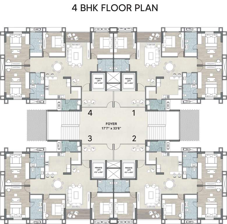  sheetal dharohar Block A And B Cluster Plan for Typical Floor