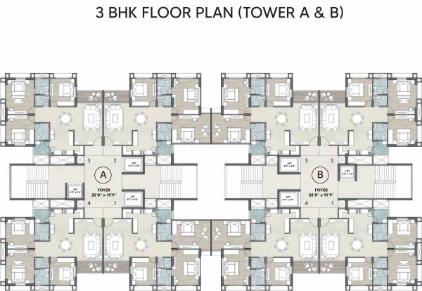 Block A And B Cluster Plan for Typical Floor sheetal-dharohar Block A And B Cluster Plan for Typical Floor