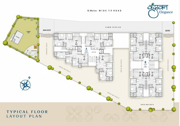  vrundavan-elegance Block A & B Typical Floor Cluster Plan