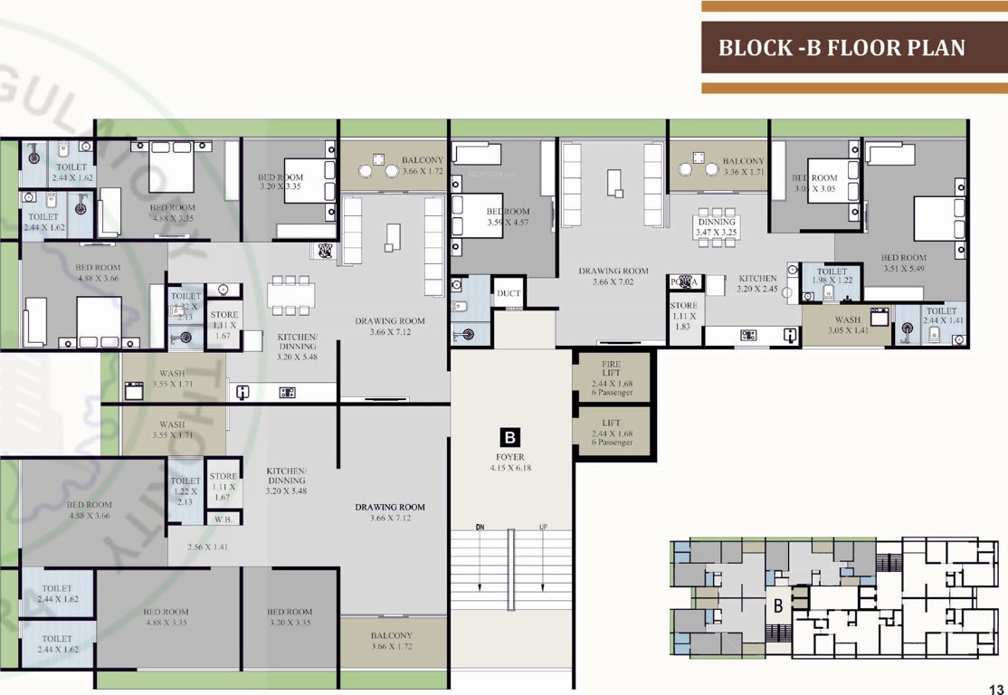  sahajanand heaven Block B Typical Cluster Plan