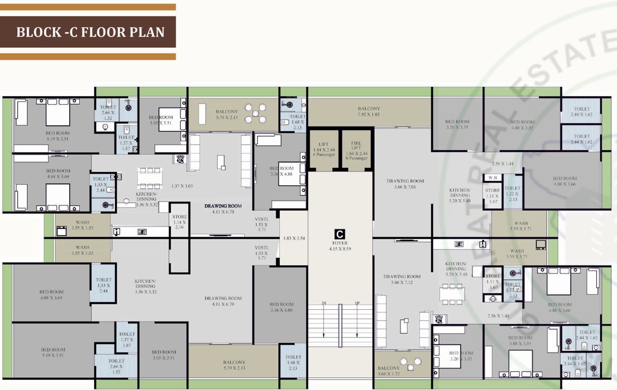  sahajanand heaven Block C Typical Cluster Plan