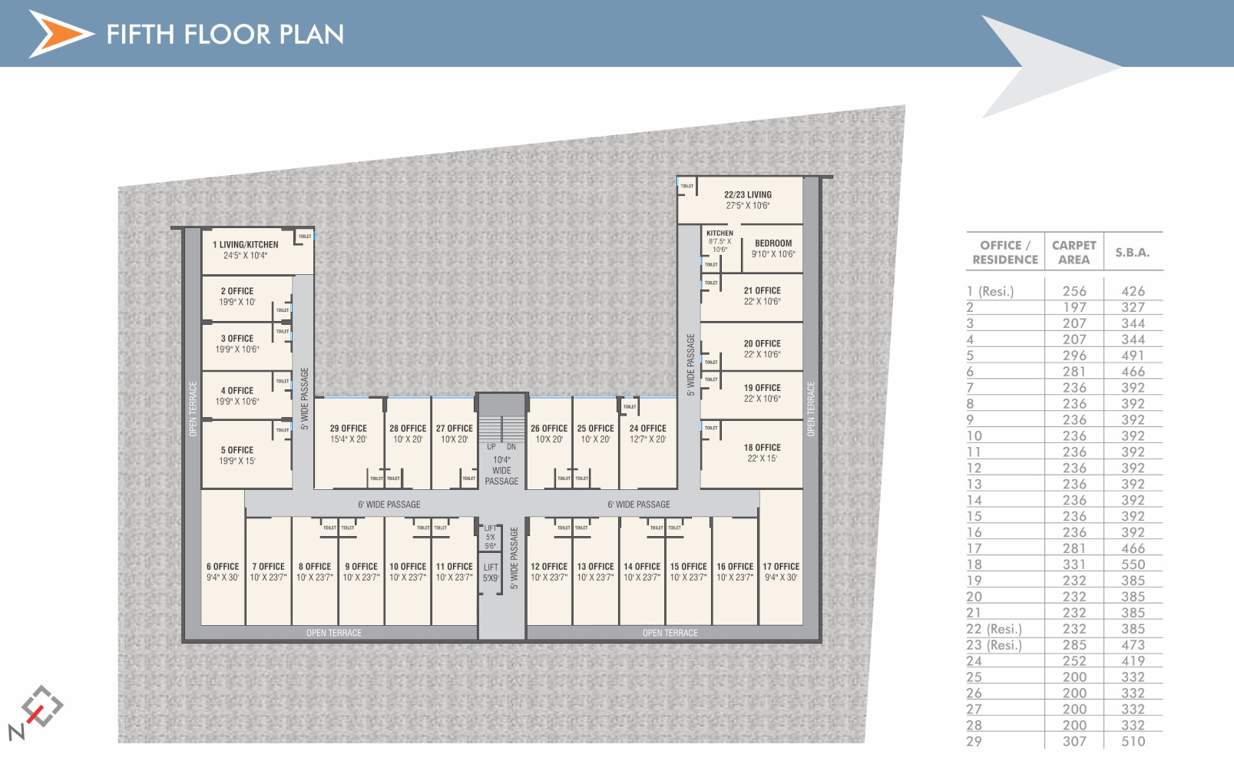  om sakar east Om Sakar East Cluster Plan for 5th Floor