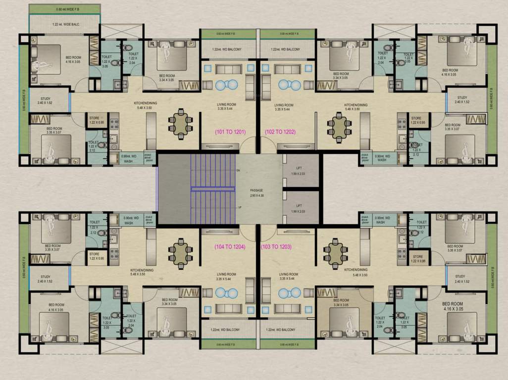  vihaan residency Building A Cluster Plan From 1st To 12th Floor