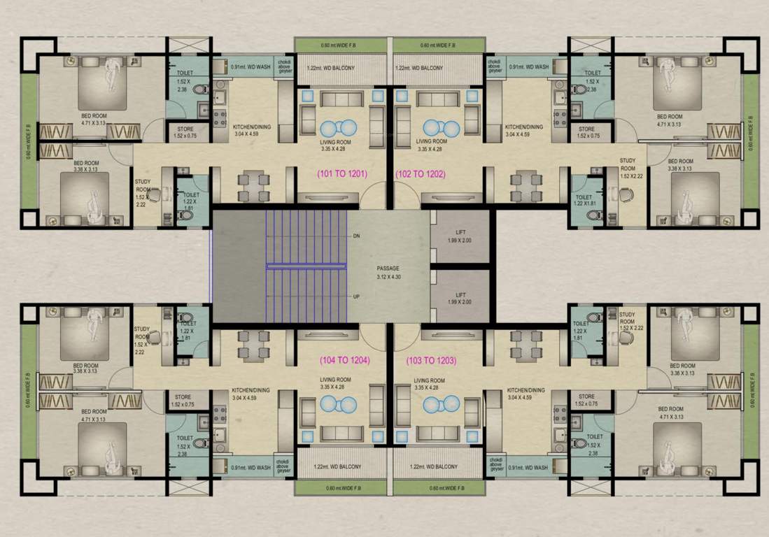  vihaan residency Building B Cluster Plan From 1st To 12th Floor