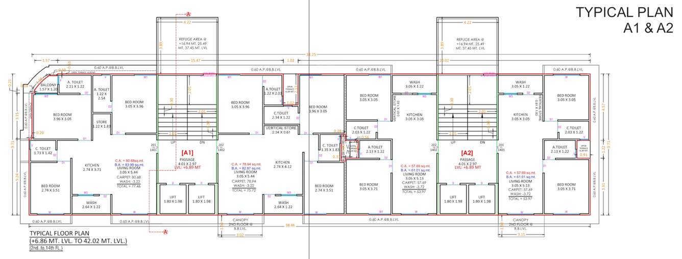  sanctum homes A1, A2 Typical Cluster Plan