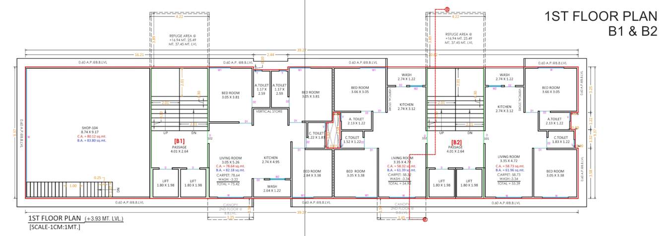  sanctum homes B1, B2 First Floor Cluster Plan