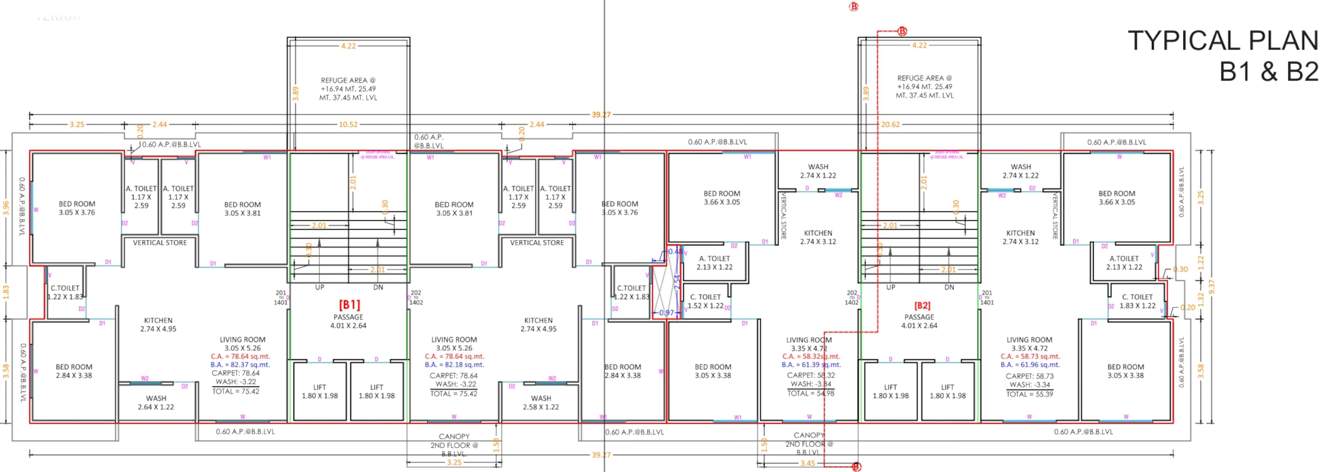  sanctum homes B1, B2 Typical Cluster Plan