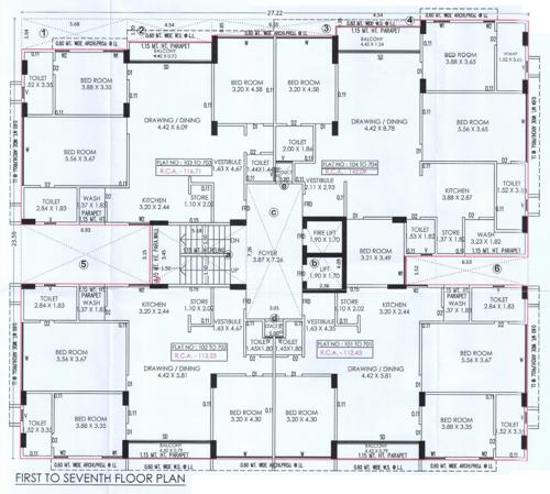  sanctum Block A Cluster Plan from 1st to 7th Floor