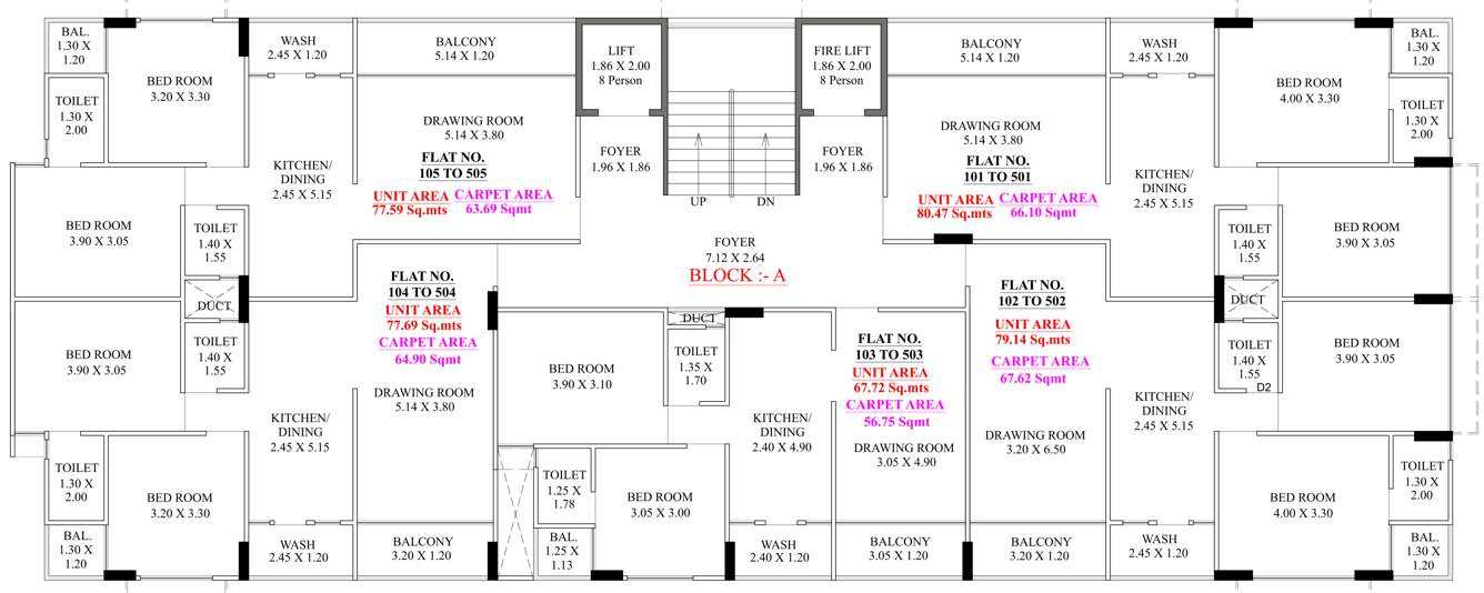  shubharambh residency Block A Cluster Plan From 1st To 5th Floor