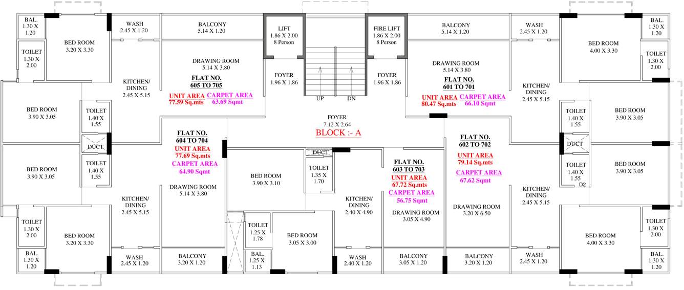  shubharambh residency Block A Cluster Plan From 6th To 7th Floor
