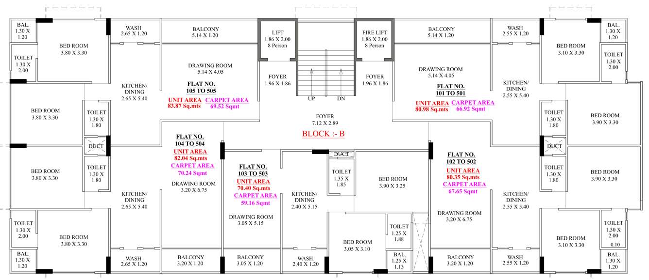 shubharambh residency Block B Cluster Plan From 1st To 5th Floor
