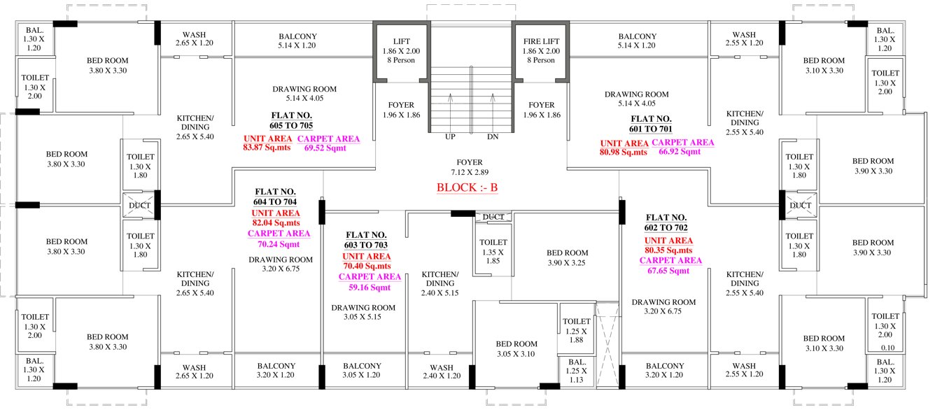  shubharambh residency Block B Cluster Plan From 6th To 7th Floor