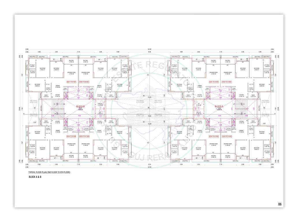  aqua forte Block A And Block B Cluster Plan from 2nd to 9th Floor