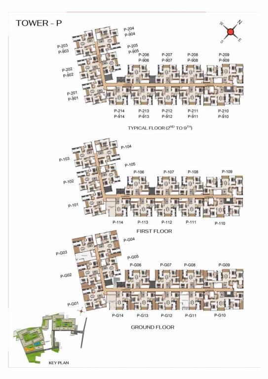  hola chennai Tower B Cluster Plan from ground to 9th Floor