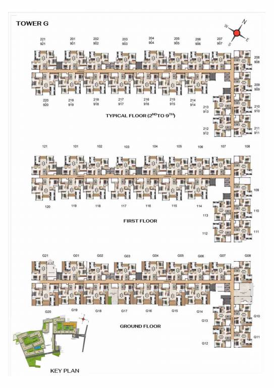  hola chennai Tower G Cluster Plan from ground to 9th Floor
