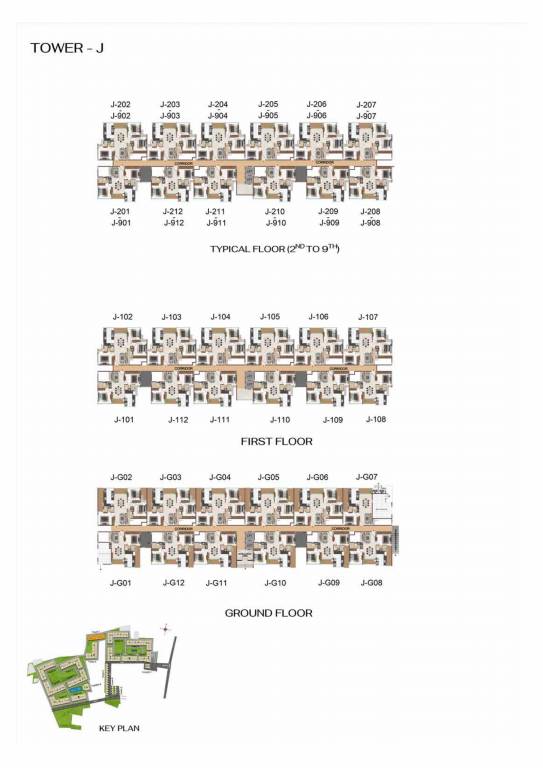  hola chennai Tower J Cluster Plan from ground to 9th Floor