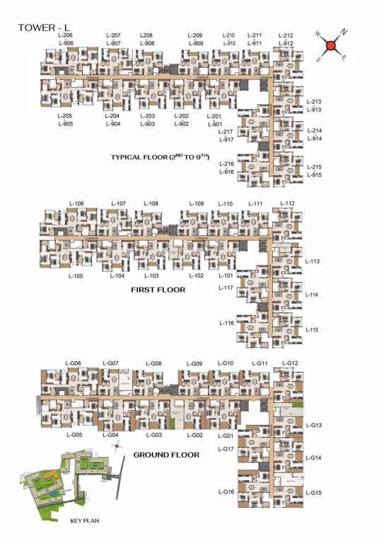  hola chennai Tower L Cluster Plan from ground to 9th Floor