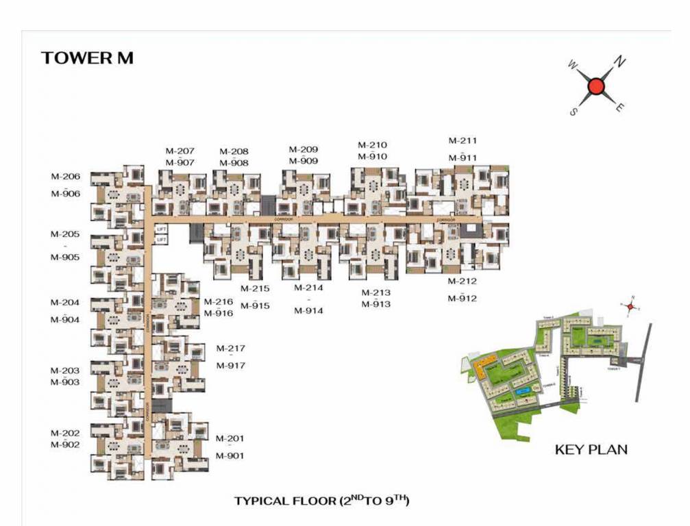  hola chennai Tower M Cluster Plan from 2nd to 9th Floor