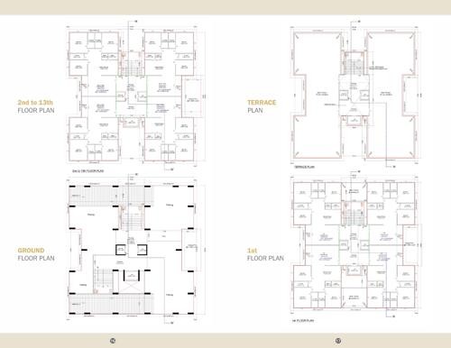  coral-aroma Block A And Block B Cluster Plan from ground to 13th And Terrace Floor