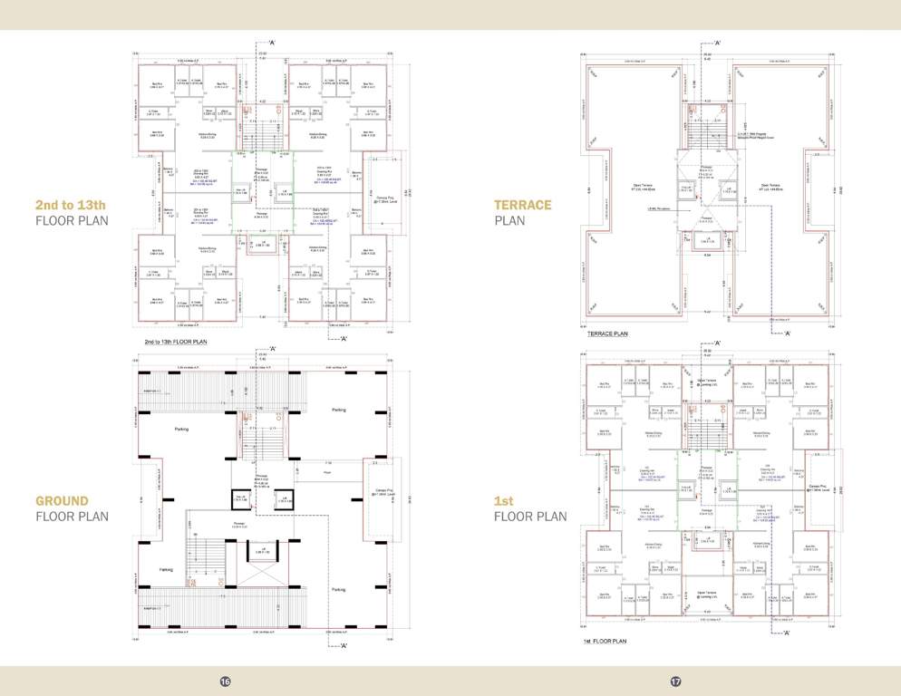  coral aroma Block A And Block B Cluster Plan from ground to 13th And Terrace Floor